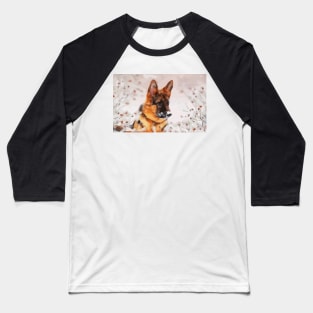 German Shepherd Digital Painting Baseball T-Shirt